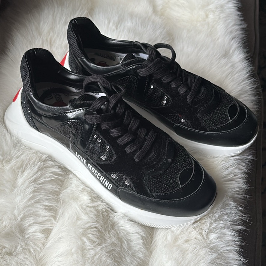 Love Moschino Black Love Platform Sneakers Us Women 9.5